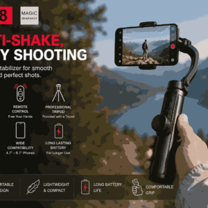 Q08 gimbal stabilizues 1-axis për smartphone me Bluetooth remote selfie stick dhe tripod