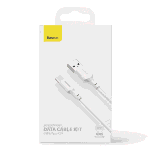 Baseus Simple Wisdom kabell USB-A në USB-C 40W 5A 1.5m White një copë