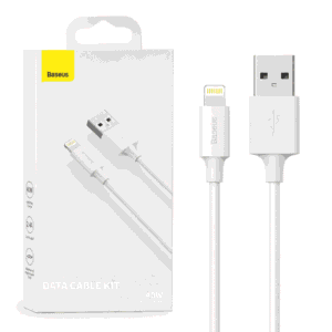 Baseus Simple Wisdom kabell USB-A në Lightning 2.4A 1.5m White një copë