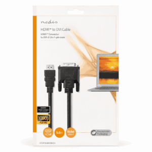 Nedis CCGP34800BK50 kabell HDMI në DVI-D 24+1 Pin 5m Full HD 1080p