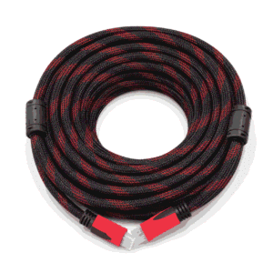 Kabell HDMI Male në HDMI Male 30m i zi dhe i kuq me veshje të thurur