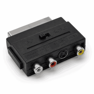 Adapter SCART RCA me 3 RCA S-Video dhe çelës Input Output