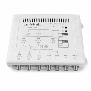 Amplifikator antene TV Mistral 2X112-5G UHF VHF me 2 dalje dhe filtër LTE 5G