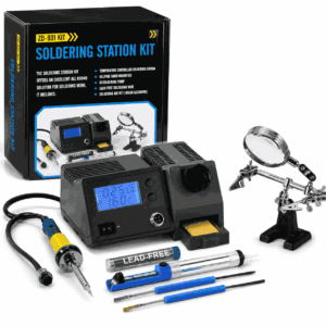 Set stacion saldimi Zhongdi ZD-931 KIT 48W me LCD lupë pompë desaldimi dhe aksesorë