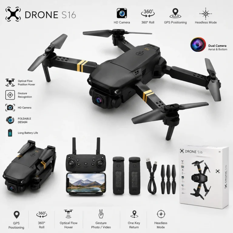 S16 / Drone Foldable Dual Camera HD me GPS, Optical Flow & Gesture Control