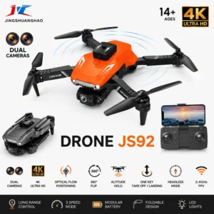 JINGSHUANGHAO JS92 Drone Foldable Dual Camera 4K Ultra HD Orange Black