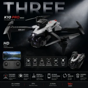 THREE K10 PRO MAX Drone Foldable me HD Dual Camera Four Sides Obstacle Avoidance