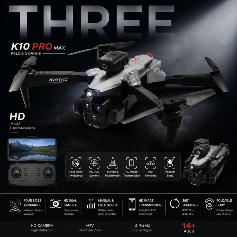THREE / K10 PRO MAX Drone Foldable Dual Camera me 4-Side Obstacle Avoidance