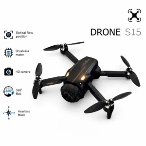Drone S15 me HD Camera Brushless Motor Optical Flow 360 Roll dhe Headless Mode