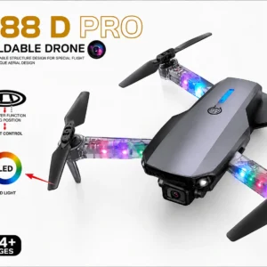 Drone E88 D PRO Foldable me Kamera LED Light Hover dhe Height Control