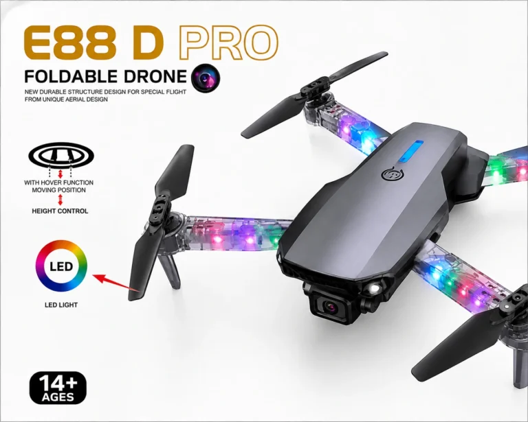 E88 D PRO / Drone Foldable me Kamera, LED Light, Hover & Height Control
