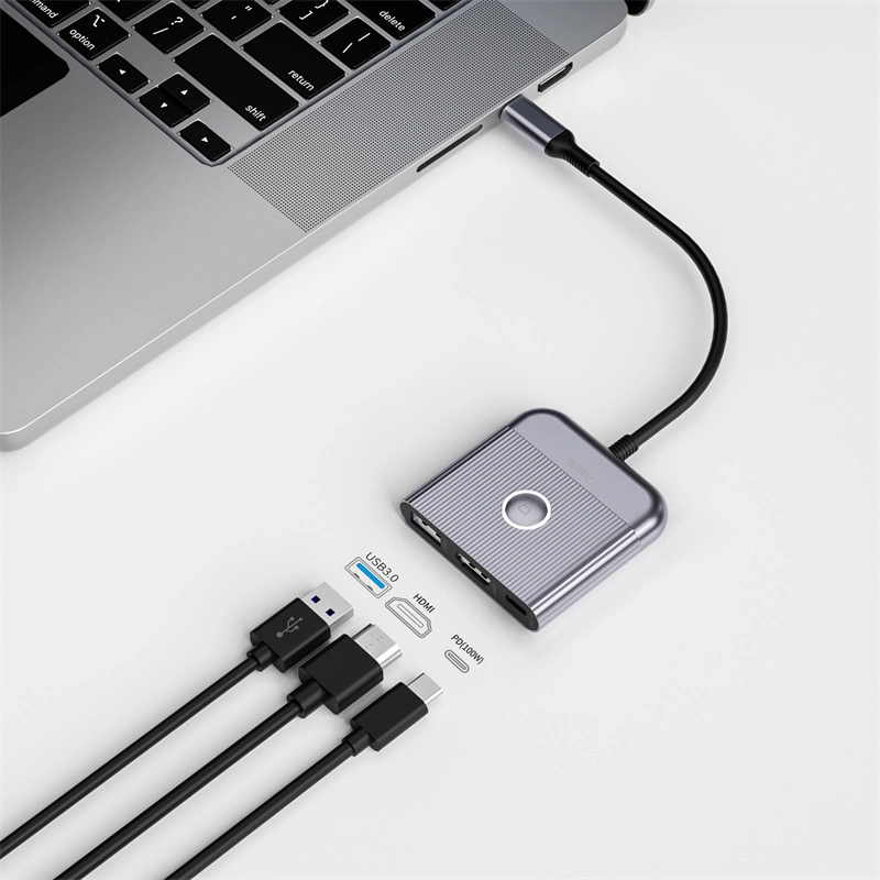 WiWU Wi-HB002 Travel USB-C docking station 3-në-1 për laptop, tablet dhe pajisje me portë USB-C