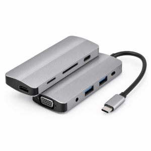 Gembird A-CM-COMBO8-02 USB-C 8-in-1 docking station me HDMI VGA USB SD microSD audio dhe Power Delivery