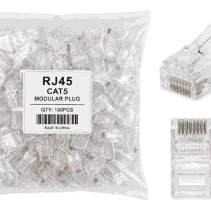 Koka Rrjeti Modular RJ45 CAT5 Plastike pako 100 copë për kabllo Ethernet