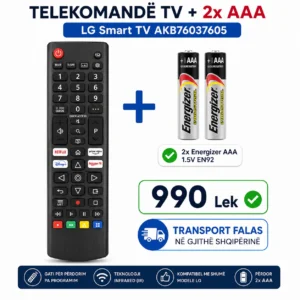 Telekomandë LG Smart TV AKB76037605 me 2 bateri Energizer AAA dhe Transport Falas
