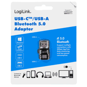 LogiLink BT0054 Bluetooth 5.0 adapter me USB-A dhe USB-C për PC dhe laptop