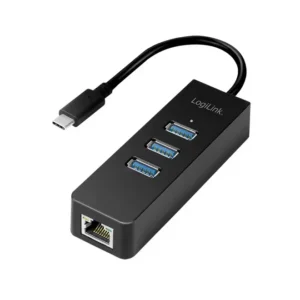 LogiLink UA0283 USB-C adapter me RJ45 Gigabit Ethernet dhe 3 porta USB 3.0