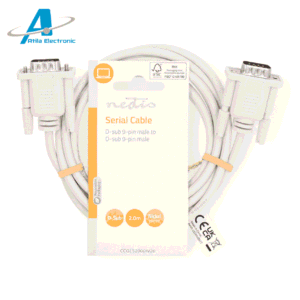 Nedis CCGL52000IV20 kabllo seriale RS232 DB9 9-Pin Male në Male 2m me logo Atila Electronic