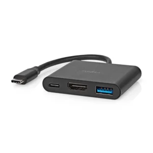 Nedis CCGB64770BK01 USB-C adapter 3-in-1 me HDMI 4K, USB-A dhe USB-C 3.2 Gen 1