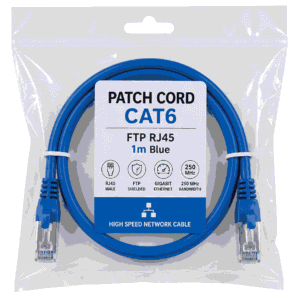 Patch Cord CAT6 FTP RJ45 1m Blue kabell rrjeti Ethernet Gigabit