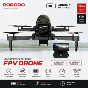 Porodo AeroVision FPV Drone HD me Optical Flow Obstacle Avoidance dhe bateri 1800mAh