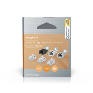Nedis CCBW89380GY koka rrjeti RJ45 CAT6A FTP Pass Through pako 10 copë