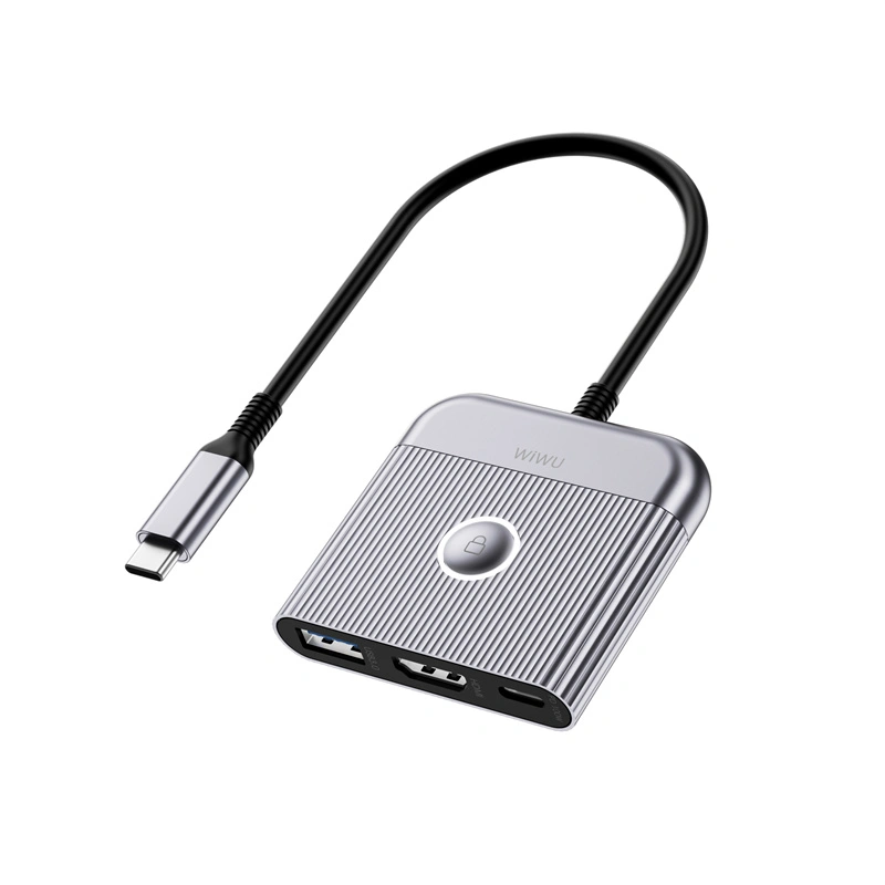 WiWU Wi-HB002 USB-C hub udhëtimi 3-në-1 me dizajn kompakt për laptop dhe pajisje USB-C