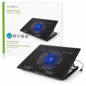 Nedis NBCR101BK cooling stand për laptop deri 17 inch me ventilator 125mm 1500 rpm USB dhe LED