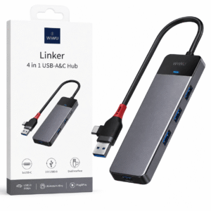 WiWU Linker A431C USB hub 4 in 1 me 3 USB 3.0 dhe 1 USB-C 3.0