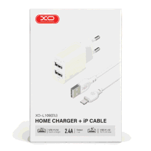 Karikues XO-L109 EU 2.4A me 2 porta USB-A dhe Lightning Cable