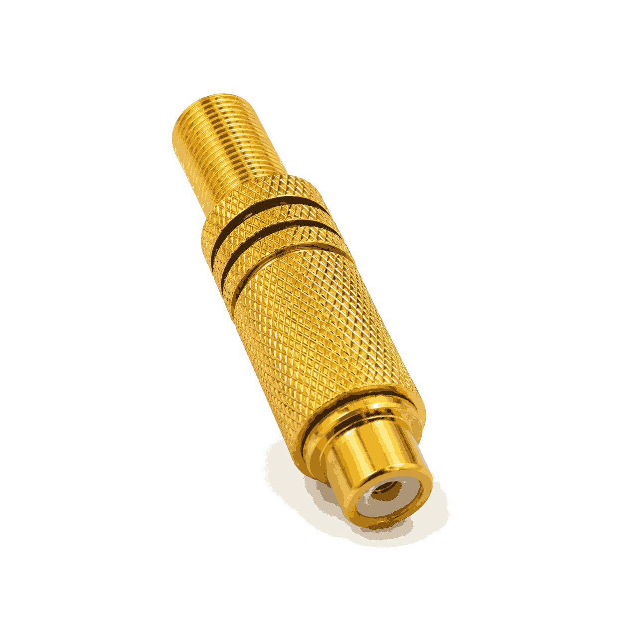 Konektor RCA Female Gold Plated metalik për saldim në kabllo