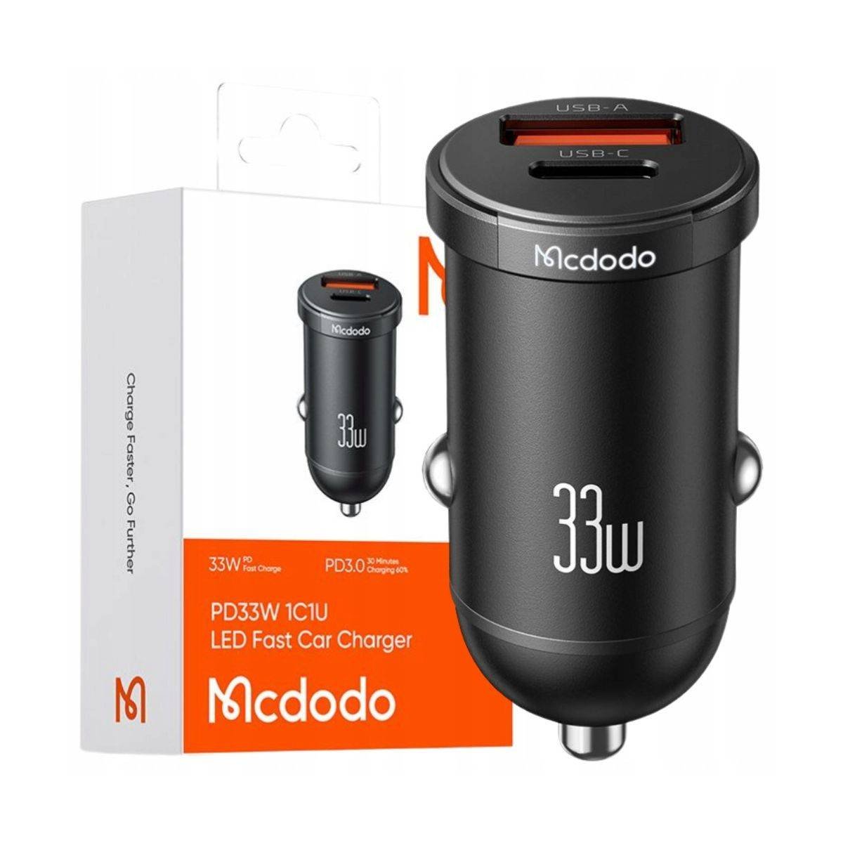 Mcdodo CC-232 karikues makine 33W Black me porta USB-C dhe USB-A