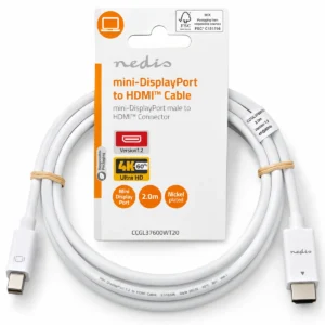 Kabell Mini DisplayPort në HDMI Nedis CCGL37600WT20 2m i bardhë 4K 60Hz