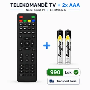 Telekomandë Nobel Smart TV ES-RM006-17 me 2 bateri Energizer AAA dhe transport falas