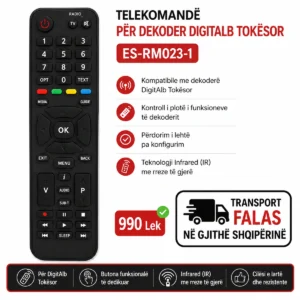 Telekomandë për Dekoder DigitAlb Tokësor Zapper T2 ES-RM023-1