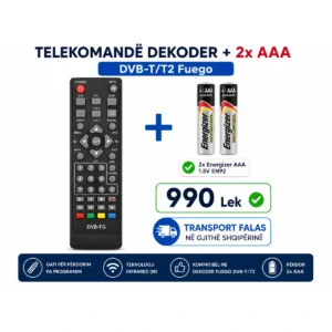 Telekomandë për Dekoder Fuego DVB-T/T2 DVB-FG me 2 bateri Energizer AAA