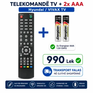Telekomandë CX-507 HOB477 për Hyundai Telefunken Akai Manta dhe TV kompatibël me 2 bateri Energizer AAA