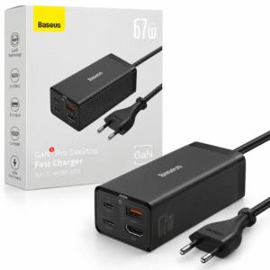 Baseus GaN5 Pro Desktop Fast Charger 67W me 2 USB-C USB-A dhe HDMI
