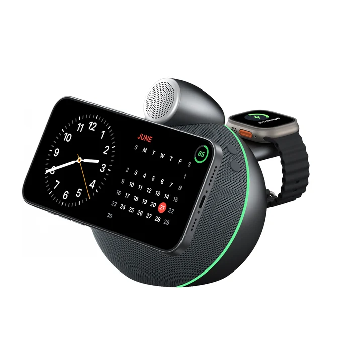 WiWU Conch WI-G042 wireless charging speaker with Qi2 25W, Hi-Fi audio and ambient lighting