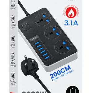 Earldom SC04 Power Socket 3000W me 3 priza AC 6 porta USB 3.1A dhe kabllo 2m