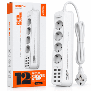 MOXOM Power Strip me 4 priza AC dhe 8 porta USB