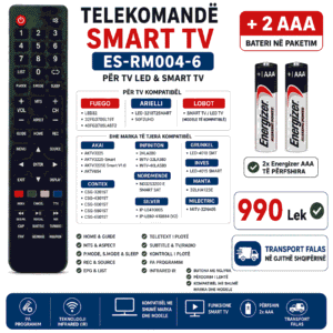 Telekomandë Smart TV ES-RM004-6 për Fuego / Arielli / Lobot / Akai / Manta + 2x Energizer AAA