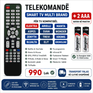 Telekomandë Smart TV për ELEKTRA / Arielli / Manta / Svan / Wonder / Zenyth + 2x Energizer AAA