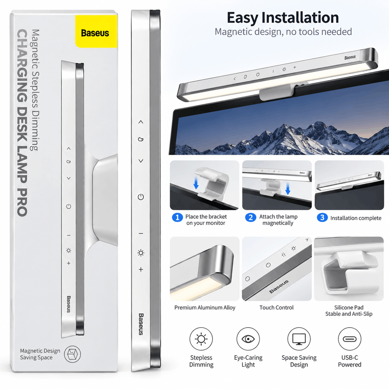 Baseus Magnetic Stepless Dimming Charging Desk Lamp Pro