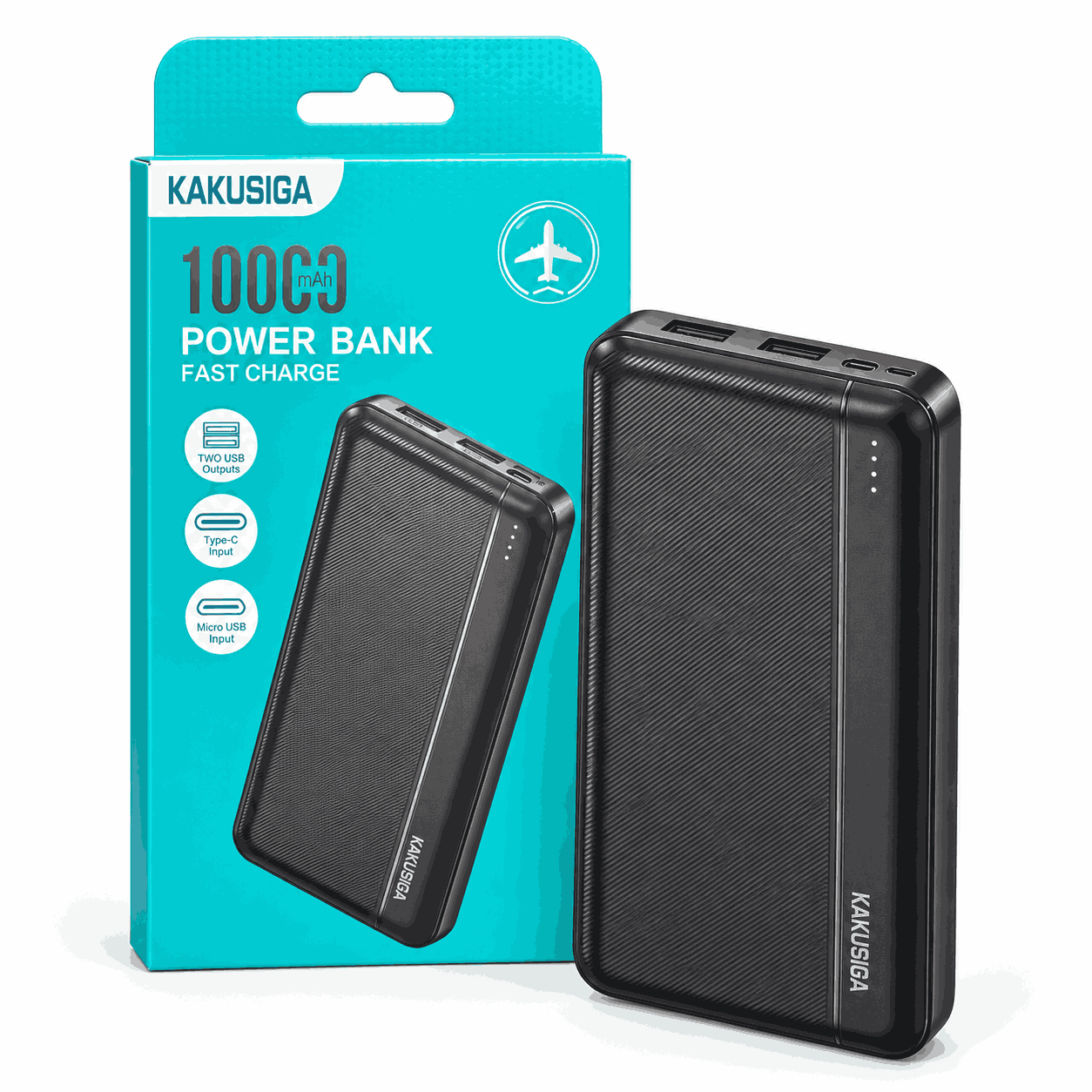 KAKUSIGA KSC-1084 Power Bank 10000mAh i zi me dy dalje USB dhe kuti