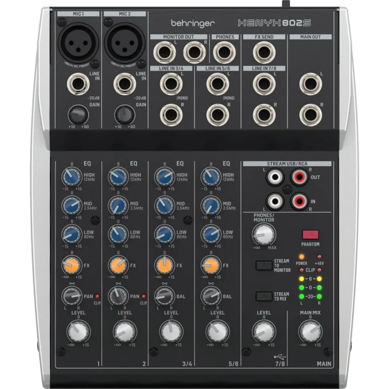 Behringer XENYX 802S Analog Mixer 8-Input me USB Streaming Interface