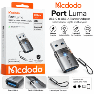 Mcdodo Port Luma adapter USB-C në USB-A 5Gbps me LED