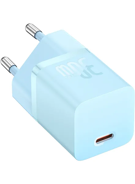 Karikuesi blu Baseus GaN5 Mini 30W USB-C EU jashtë kutisë, pranë paketimit origjinal