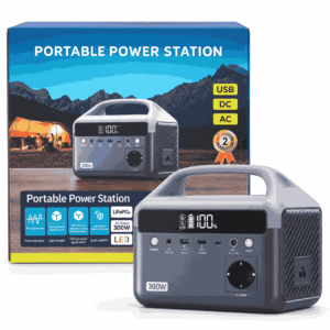 Portable Power Station LiFePO₄ 300W me dalje AC, USB, DC, MPPT dhe dritë LED