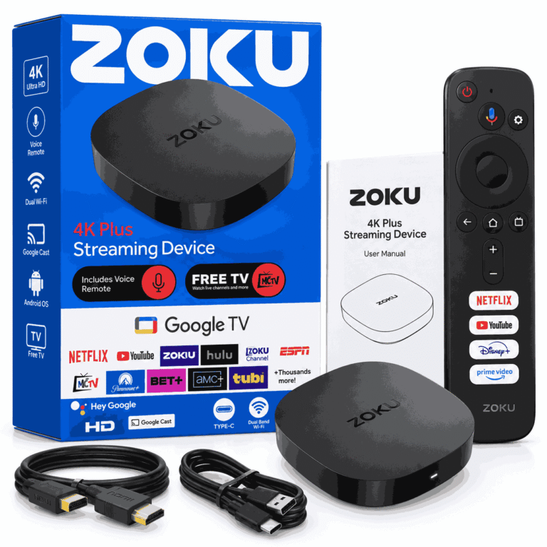 ZOKU 4K Plus Google TV Streaming Device 4K me Voice Remote